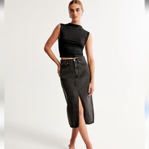 Abercrombie & Fitch Women's High Rise Black Long Jean Skirt
